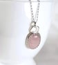 Sterling Silver Rose Quartz Pendant Necklace, Genuine Rose Quartz, Handmade UK