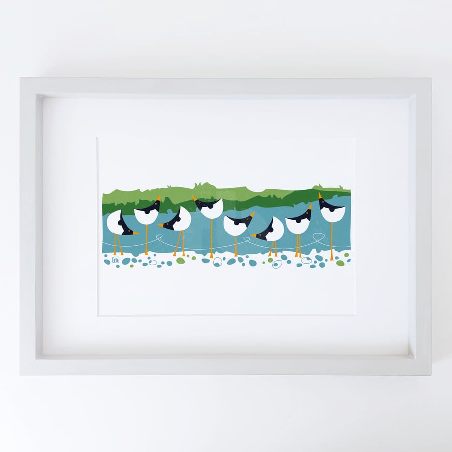 Oystercatchers print, bird art illustration, original Giclee print