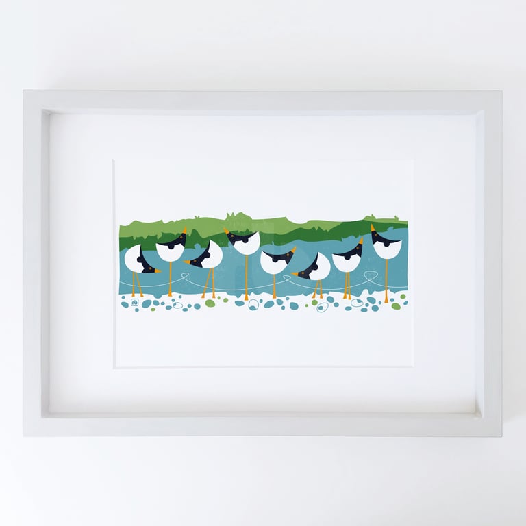Oystercatchers print, bird art illustration, original Giclee print