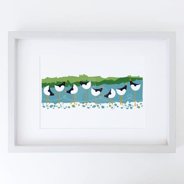 Oystercatchers print, bird art illustration, original Giclee print
