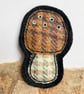 Upcycled plaid tweed mushroom fungi brooch pin or badge.  - Image 3