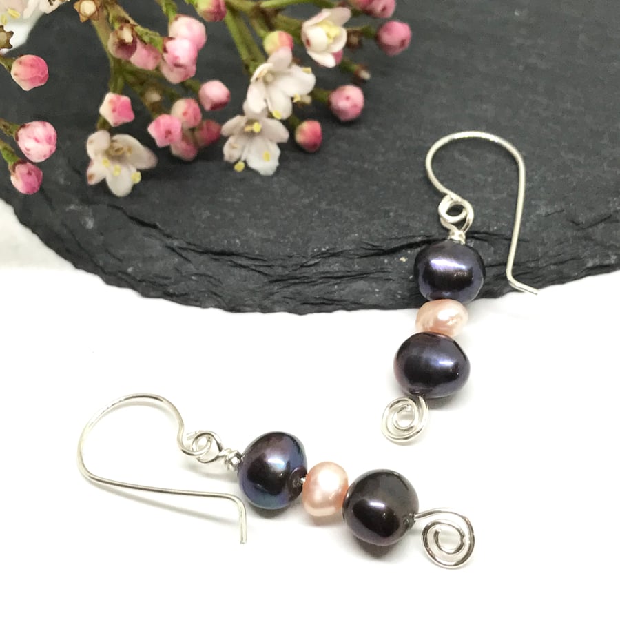Pearl Earrings, Sterling Silver