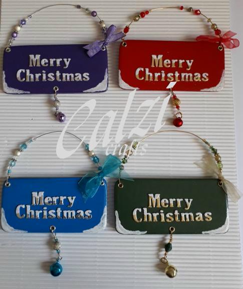 Merry Christmas plaque, Magenta, Purple, Red, Blue, Green.