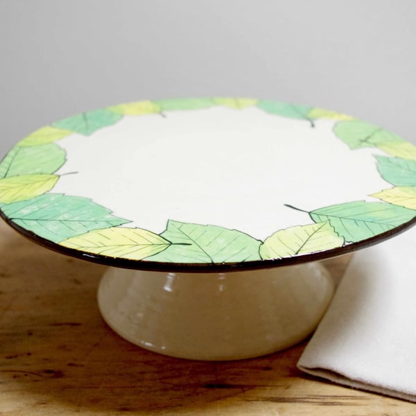 Cake Stand - Green Beech Leaves