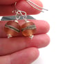 peach frosted lampwork glass earrings - Image 3