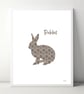 Spotty Rabbit A4 Art Print - Image 1