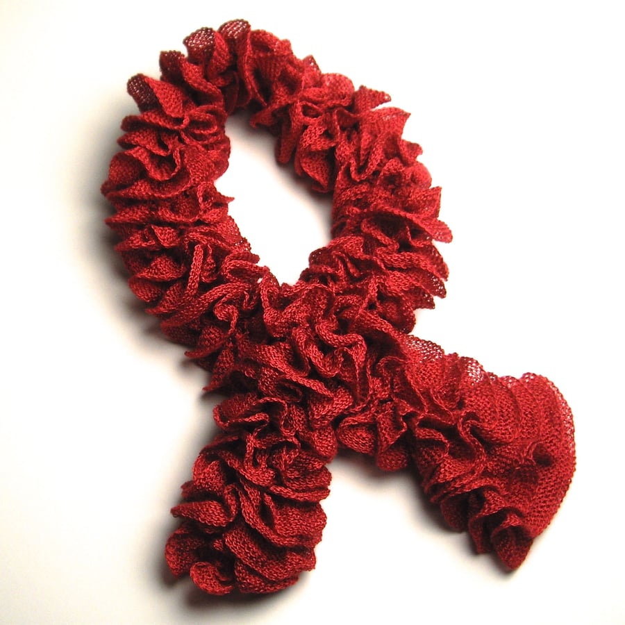 Small Red Ruffle Scarf