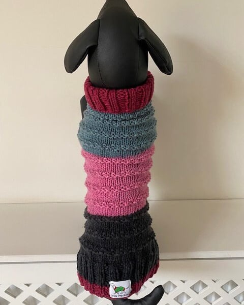 Dog Jumper - Ideal for a Miniature Dachshund or Small Dog. Roll Neck Hand Knitte