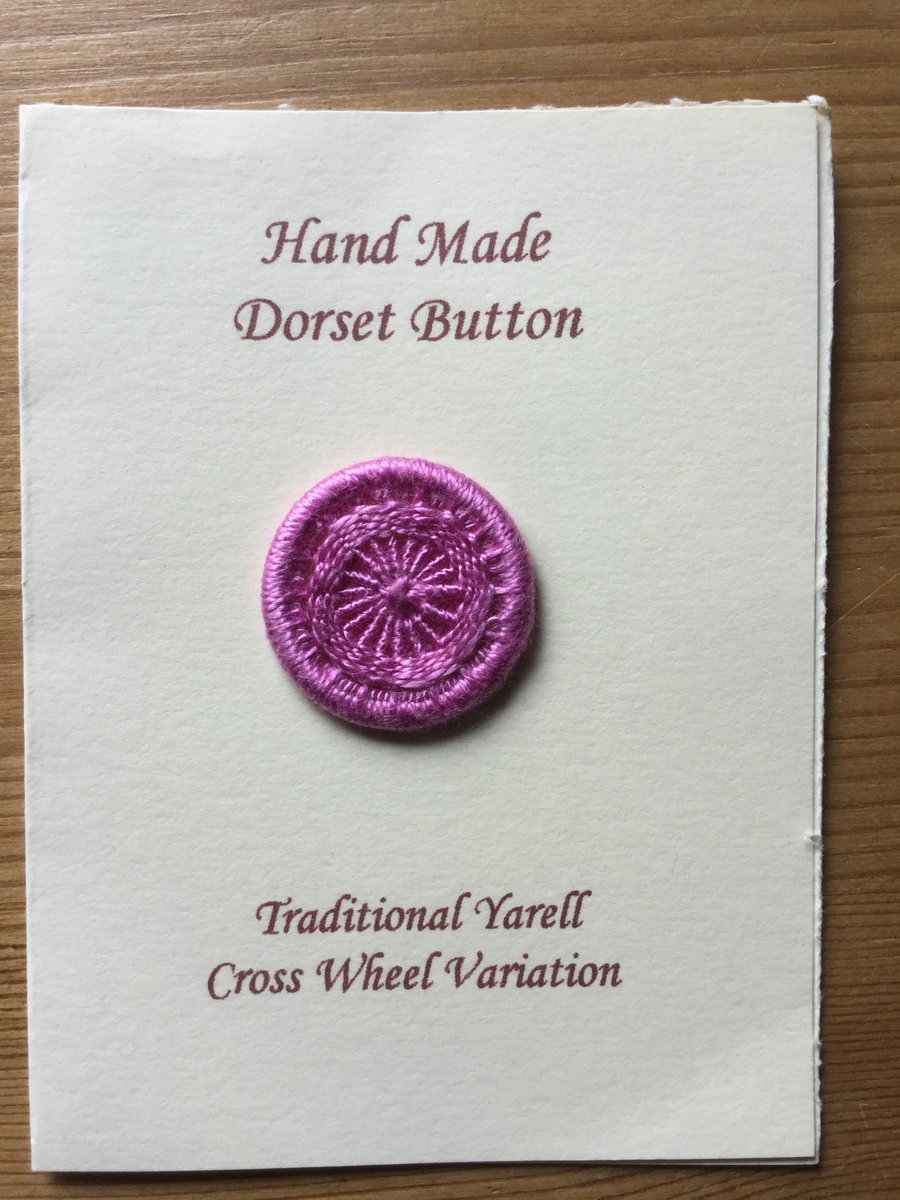 Hand Made Dorset Crosswheel Button, Traditional Yarrell Pattern, Pink, 25 mm