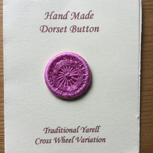 Hand Made Dorset Crosswheel Button, Traditional Yarrell Pattern, Pink, 25 mm