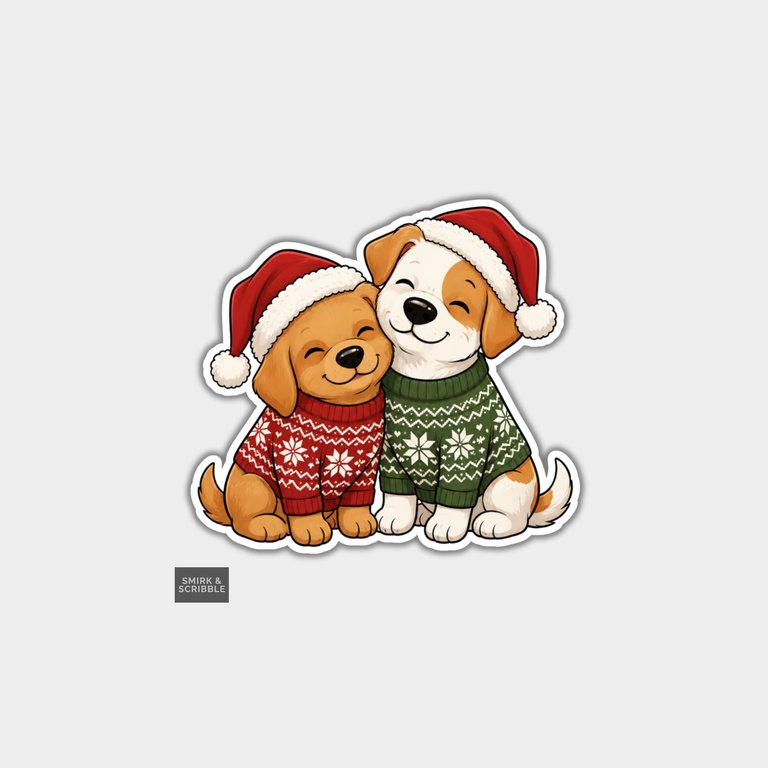 Funny Christmas Sticker Vinyl Xmas Decal For Adults - Cute Dogs