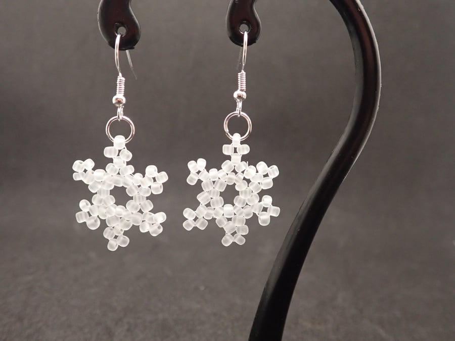 Snowflake Christmas Earrings Frosted