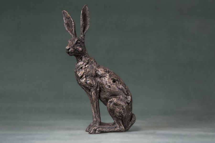 Sitting Hare Animal Statue Small Bronze Resin Sculpture