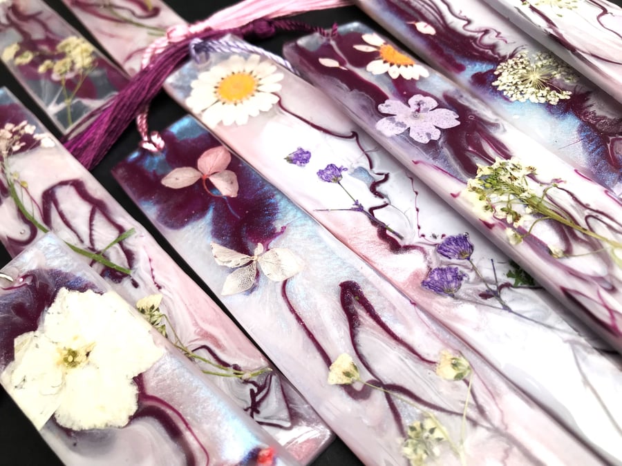 Pretty Resin Bookmarks With Real Pressed Flowers, Perfect Gift For Mother's Day