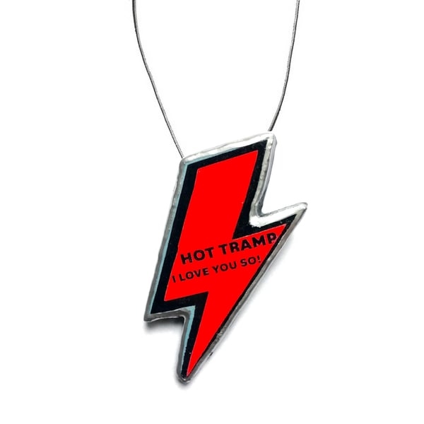 Bowie 'Hot Tramp I Love you so' Lightening Bolt Resin Necklace by EllyMental