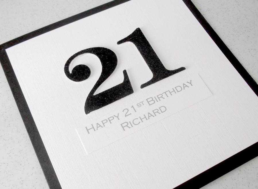 Handmade 21st birthday card - personalised with any age and message