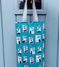 Long Project Bag in Shadow Cats Fabric - Knitting Crochet Tote Bag 