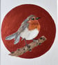 Original hand painted British bird robin watercolour artwork copper accent.  - Image 3