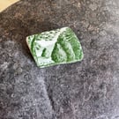 Vintage green trees ceramic brooch pin.