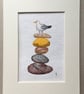 Pebble pile seagull small painting  - Image 1