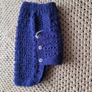 Hand knitted dog coat in indigo 