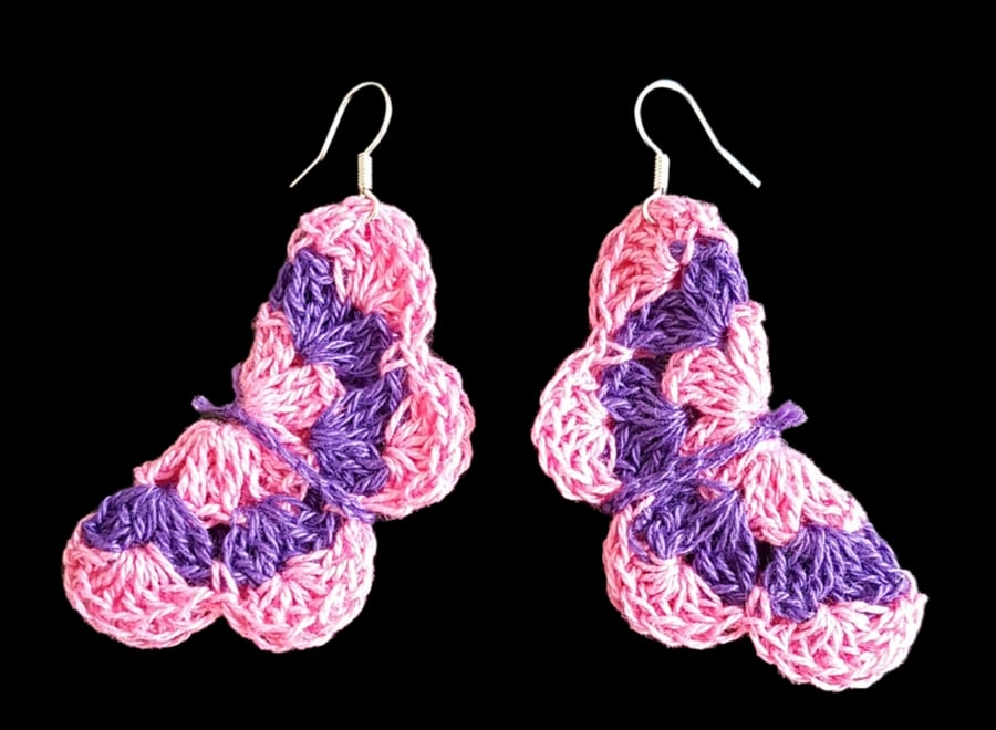 Crochet butterfly earrings