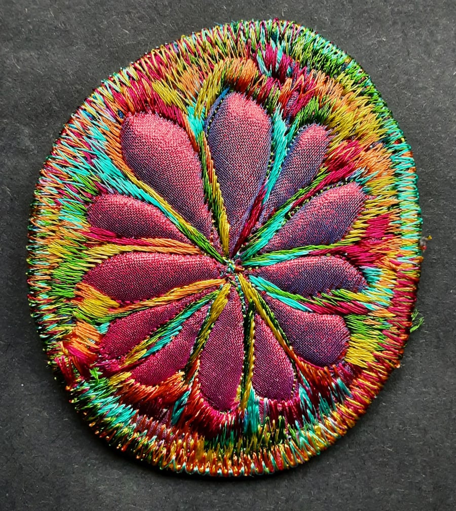 Textile Brooch Free Machine Embroidery 