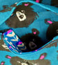 Handmade blue cotton canvas fully lined messenger bag  in fun teddy design - Image 5