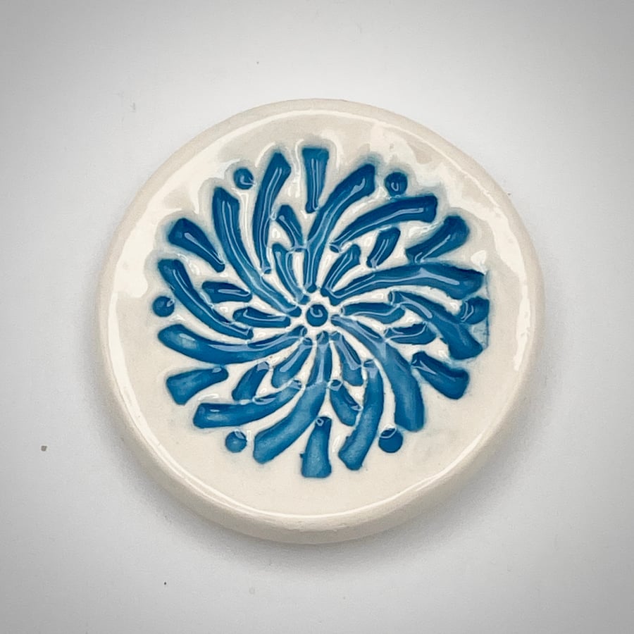 NEW! Ceramic ring with aqua-blue mandala
