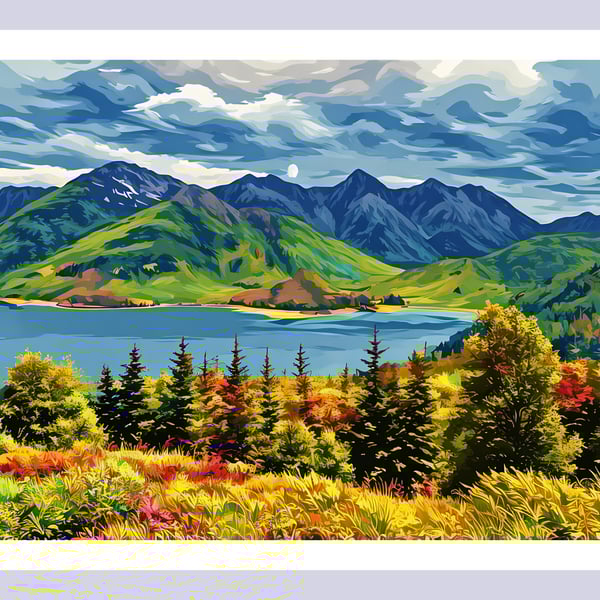 View of End Of Loch Ness Scotland Greeting Card A5 Size 