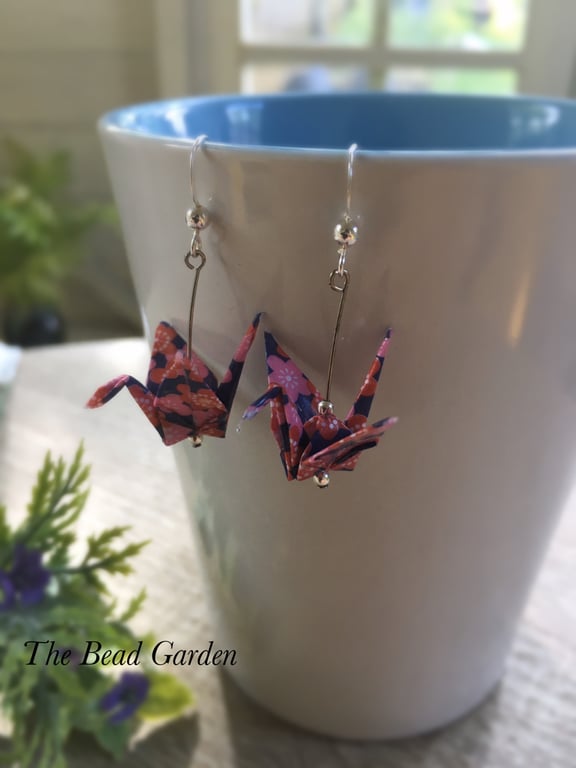 Origami crane earrings 
