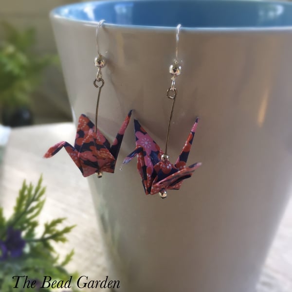 Origami crane earrings 