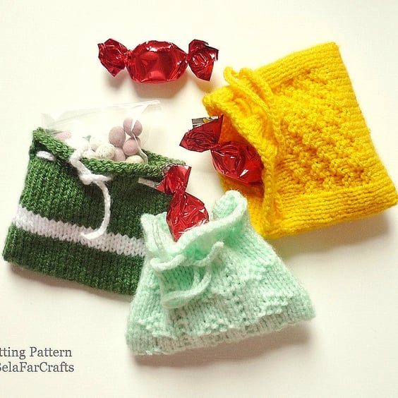 KNITTING PATTERN - Party Favour Bags - Beginners knitting project