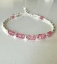 Pink Topaz Heart Charm Bracelet with Adjustable Slider Clasp - Image 3