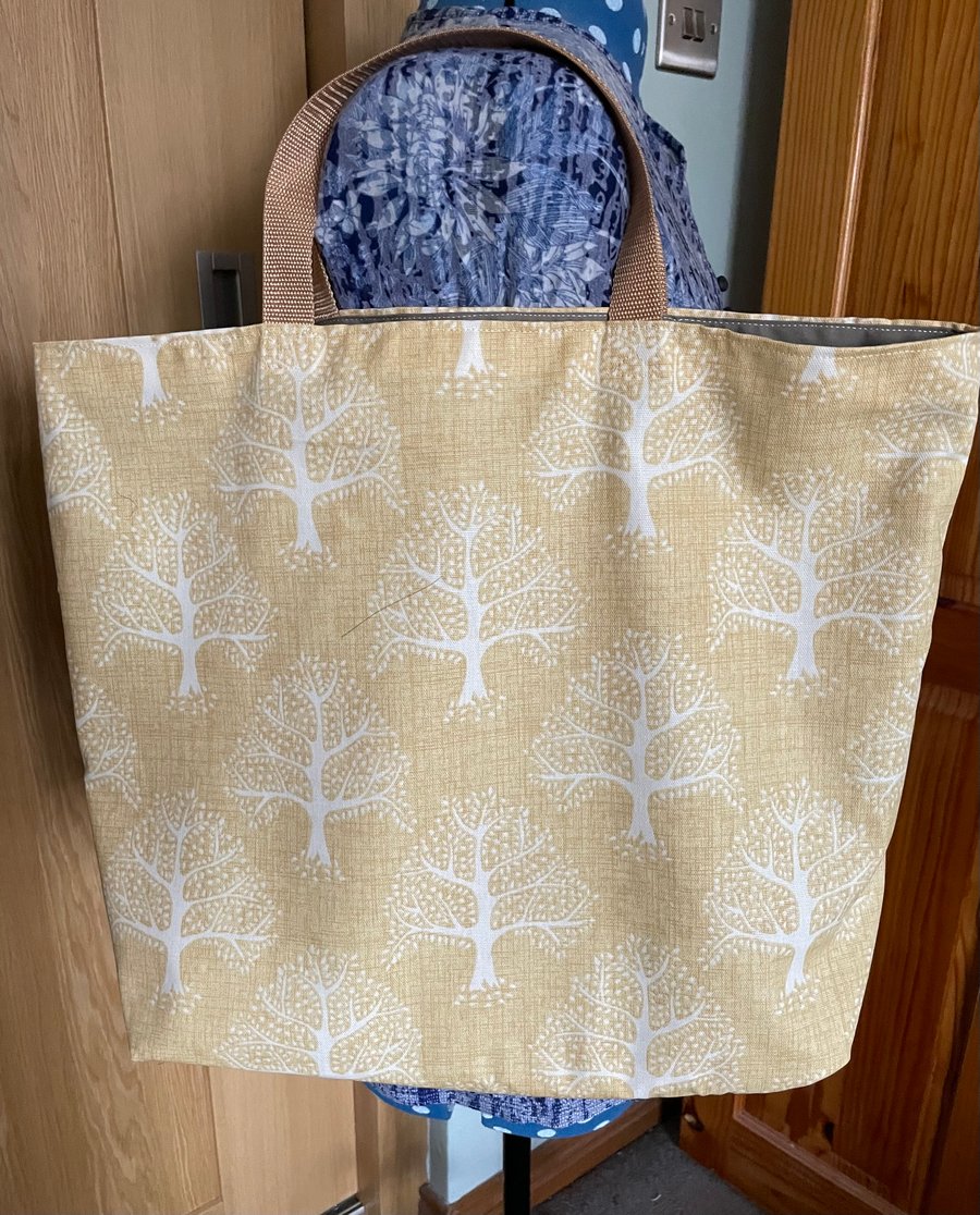 Yellow Trees Upholstery Fabric Shopping Bag 