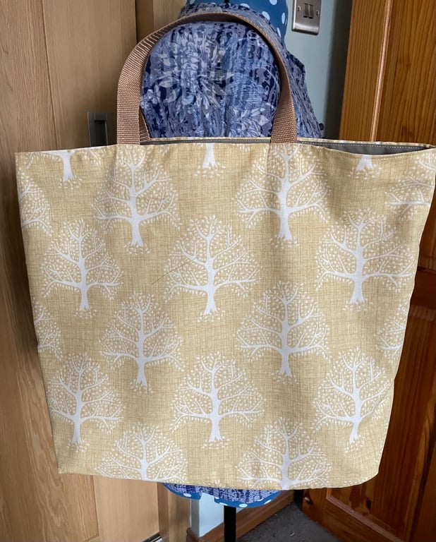 Yellow Trees Upholstery Fabric Shopping Bag 