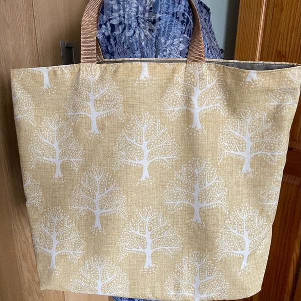 Yellow Trees Upholstery Fabric Shopping Bag 