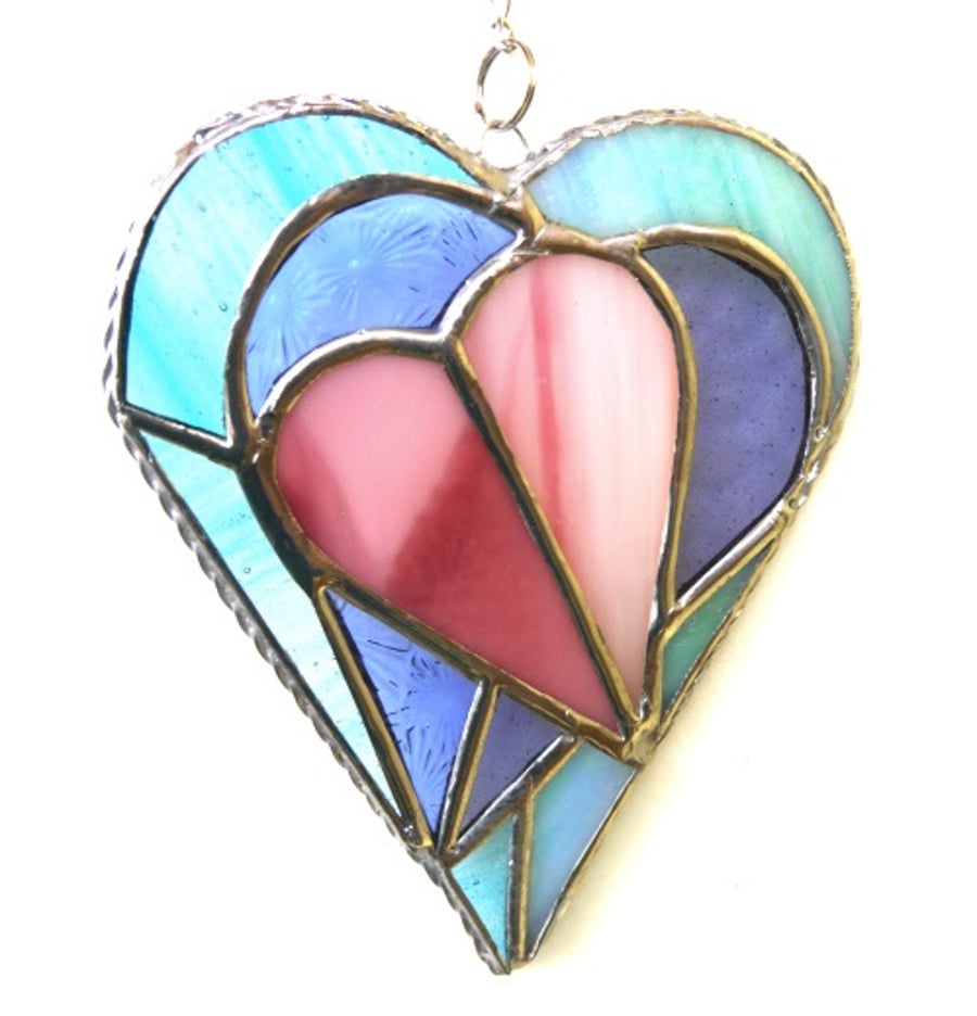 Pastel Triple Heart Stained Glass Suncatcher 004