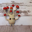 Spun Cotton Red Multi Mushroom Art Doll