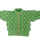 Green Hand Knitted Baby Cardigan, Bobble Pattern, Gender-Neutral, 0-6 Months - Image 3