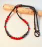 Hematite & Red Bamboo Coral necklace with Swarovski Crystals - Handmade In Devon - Image 4