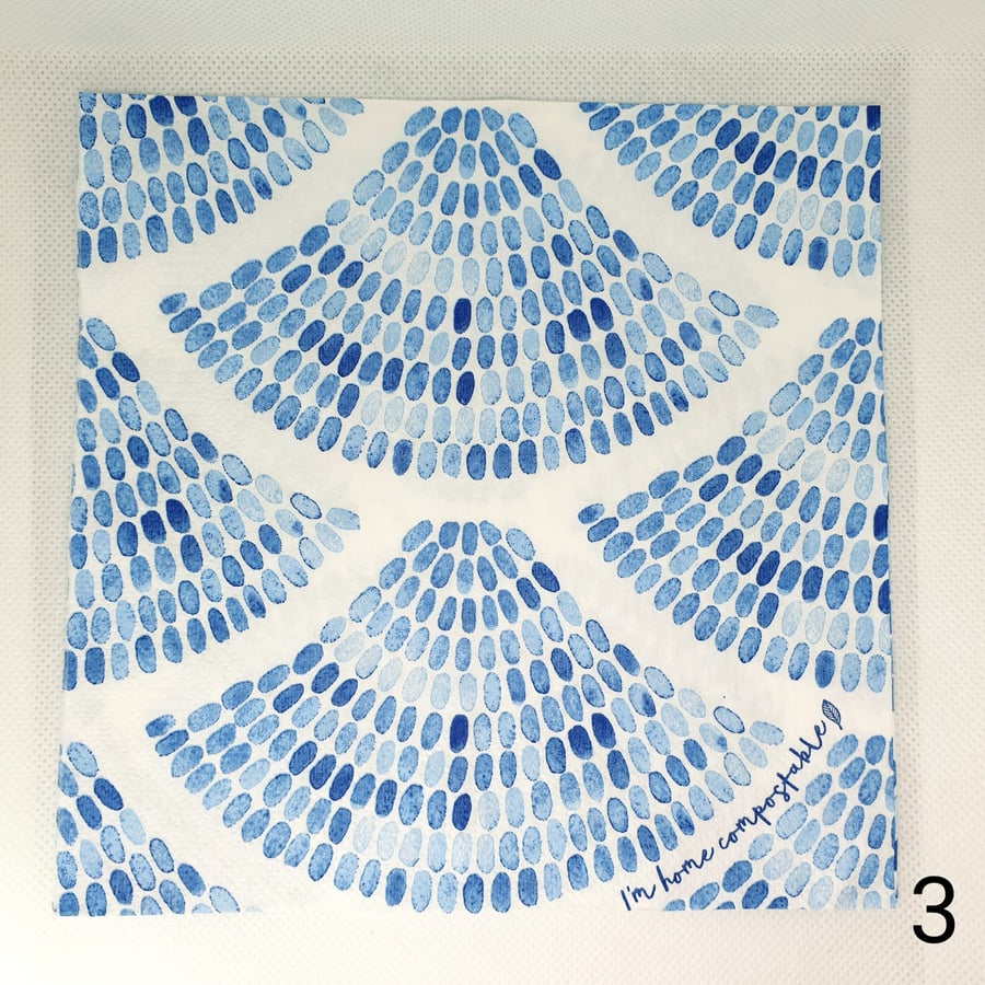 19 pcs 33cm x 33 cm Abstract Blue Napkin Paper for DIY Decoupage Arts 