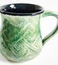 Green Patterned Glazed Mug - Hand Thrown Stoneware Ceramic Mug  - Image 1