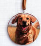 Labrador decoupaged large log slice wall decoration. - Image 1