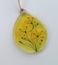 Fused Glass Floral Suncatcher, Yellow Window Art (9x6.5cms)