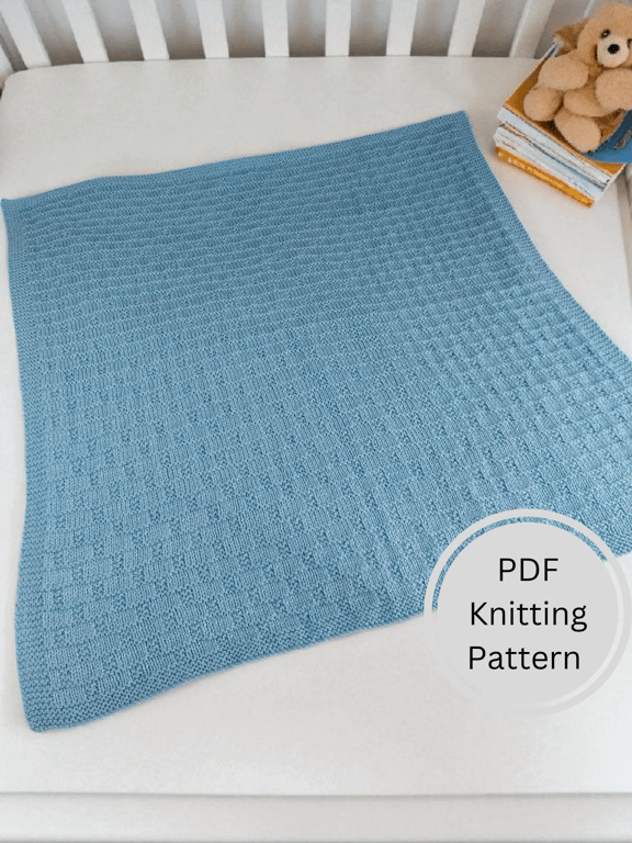 Easy Baby Blanket Knitting Pattern PDF, Ashley Knit Blanket, Beginner Friendly