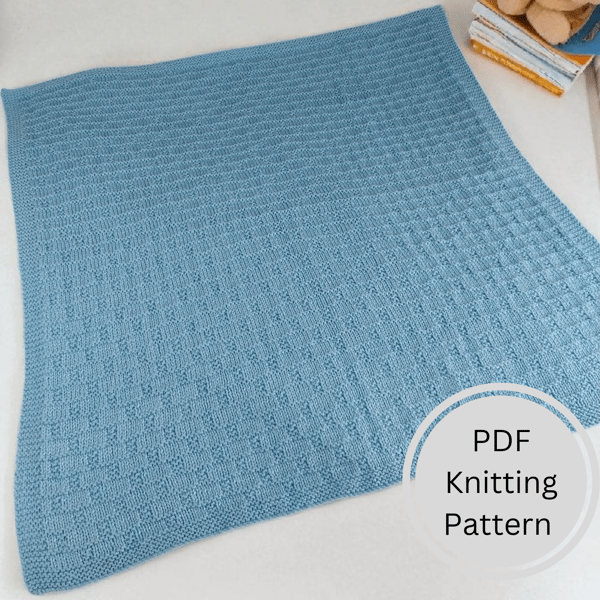 Easy Baby Blanket Knitting Pattern PDF, Ashley Knit Blanket, Beginner Friendly