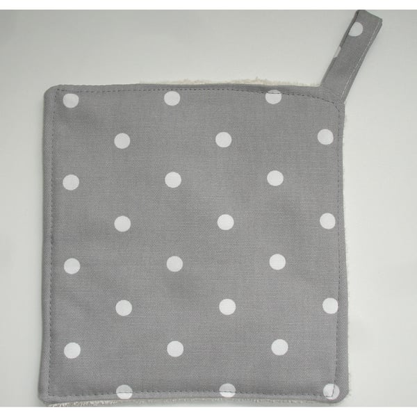 Pot Holder Potholder Grab Mat Kitchen Cookware Pad Grey and White Dots