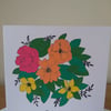 Happy Birthday painted flowers card ref 216