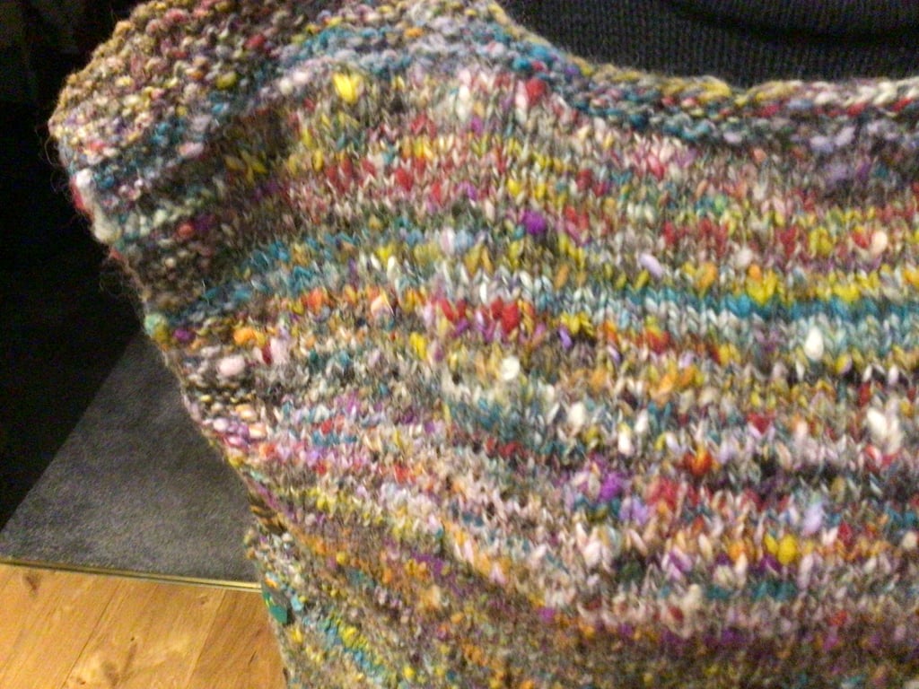 Hand spun and hand knitted gilet